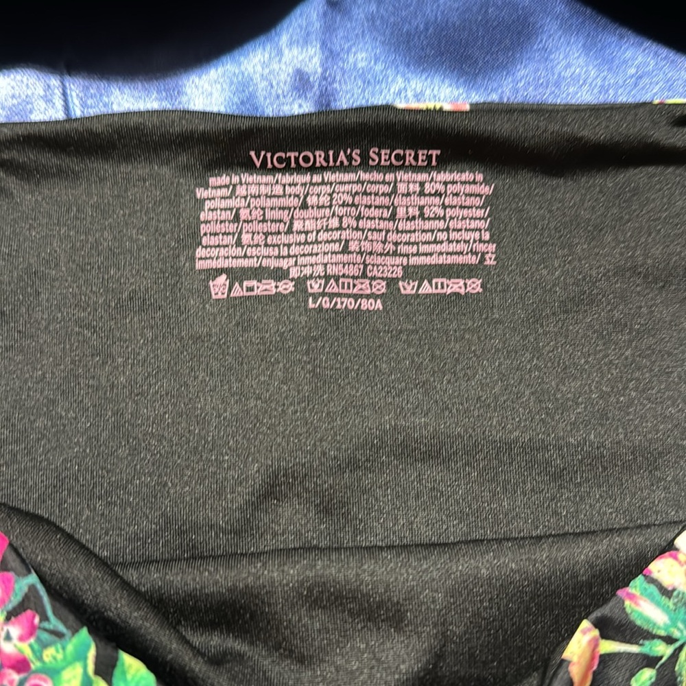 Victoria's Secret Set Bombshell Swim Bikini Bra/Bottom black floral size L 36B - Picture 10 of 15